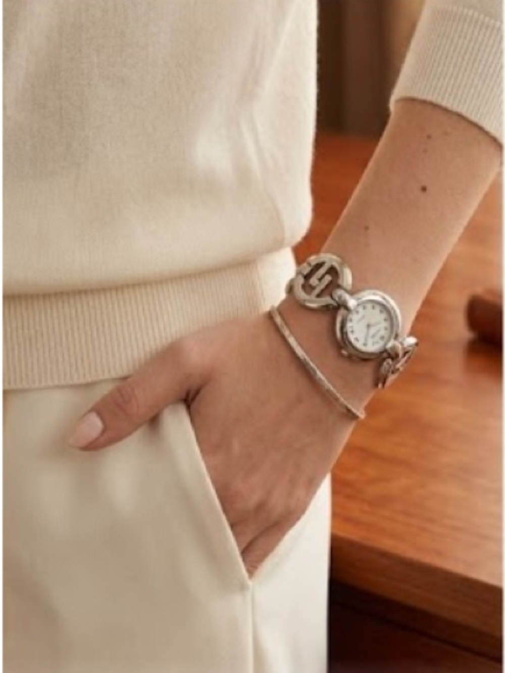 Vintage Saint Laurent Inc. Interlocking link bracelet designer watch